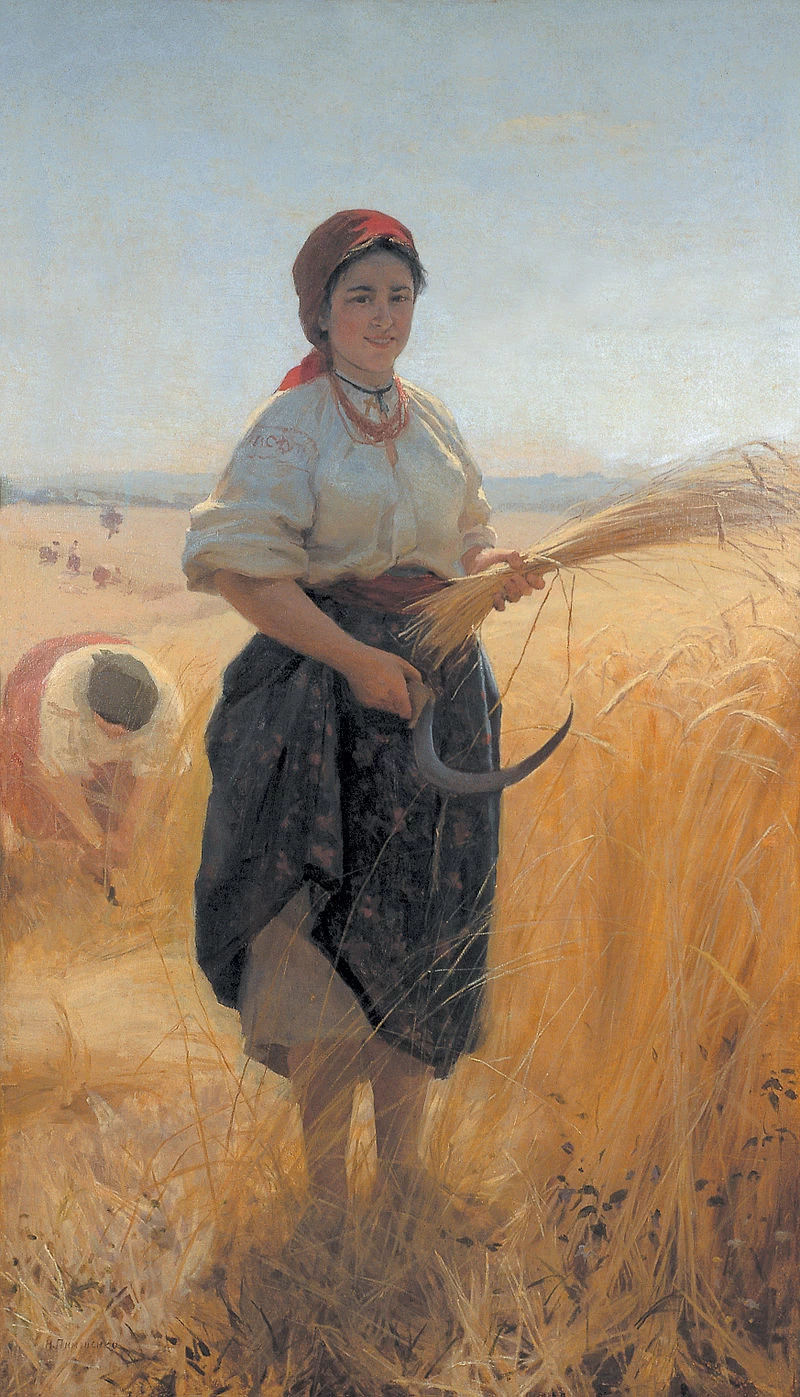 Ragazza che raccoglie il grano